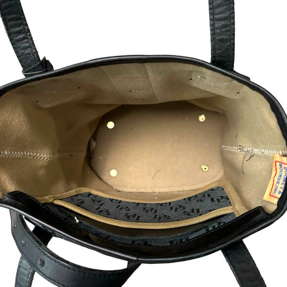 Dooney & Bourke Blue Canvas Bucket Bag Shoulder Handbag Leather Monogram - Picture 7 of 15